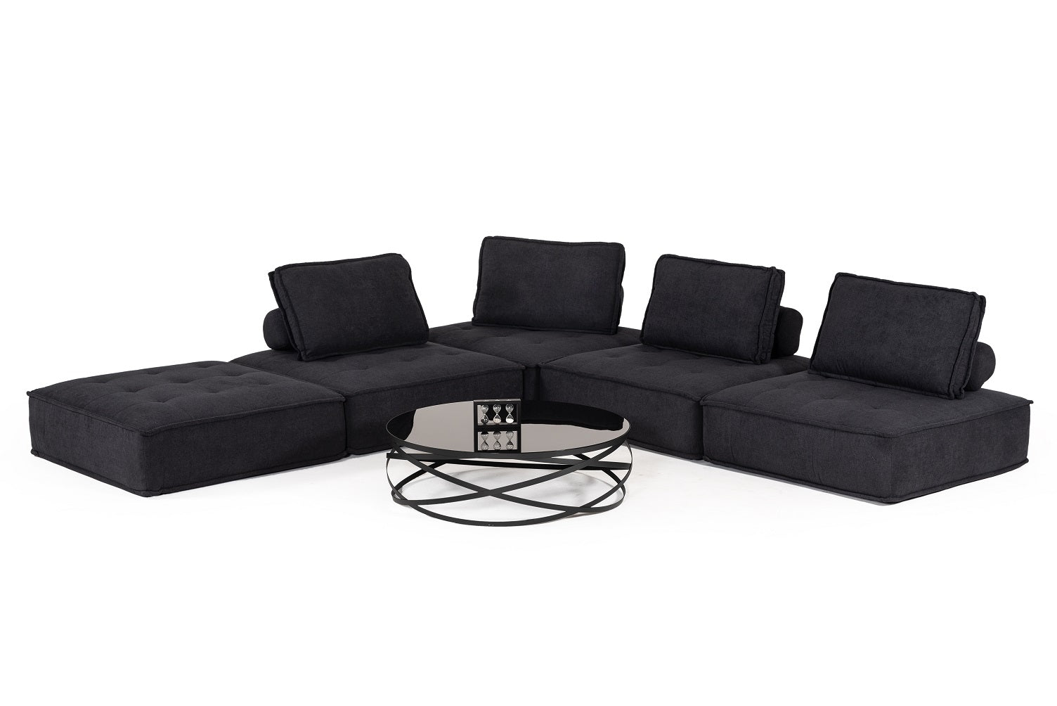 Divani Casa Nolden - Modern Black Fabric Modular Sectional Sofa