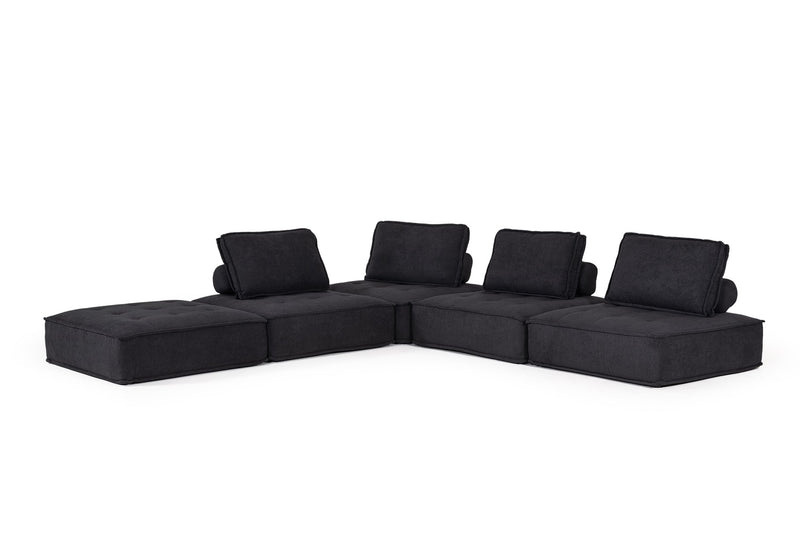 Divani Casa Nolden - Modern Black Fabric Modular Sectional Sofa