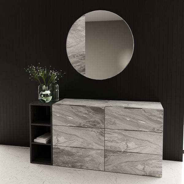Nova Domus Maranello - Modern Grey Faux Marble Mirror