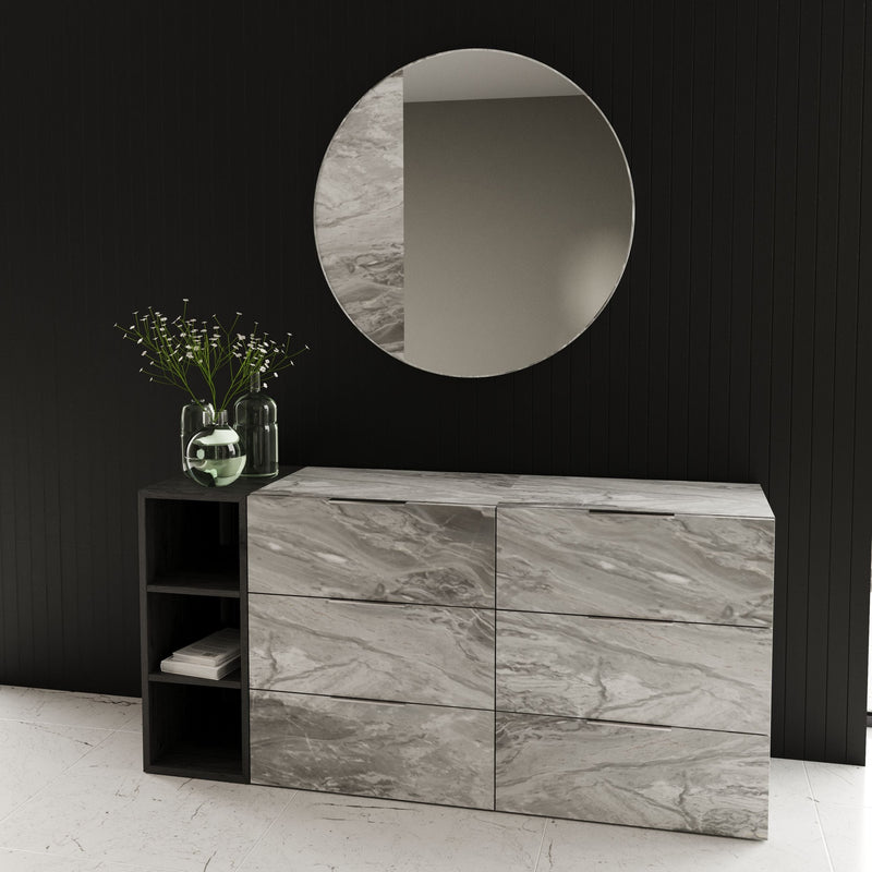 Nova Domus Maranello - Modern Grey Faux Marble Mirror