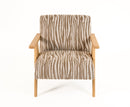 Modrest Oakhurst - Modern Beige Pattern + Wood Accent Chair