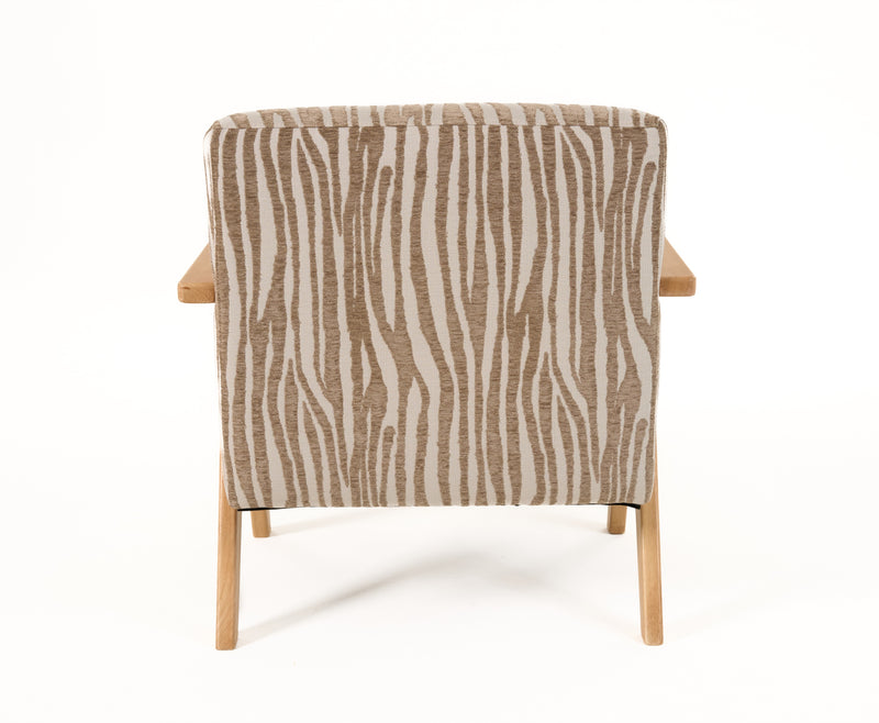 Modrest Oakhurst - Modern Beige Pattern + Wood Accent Chair