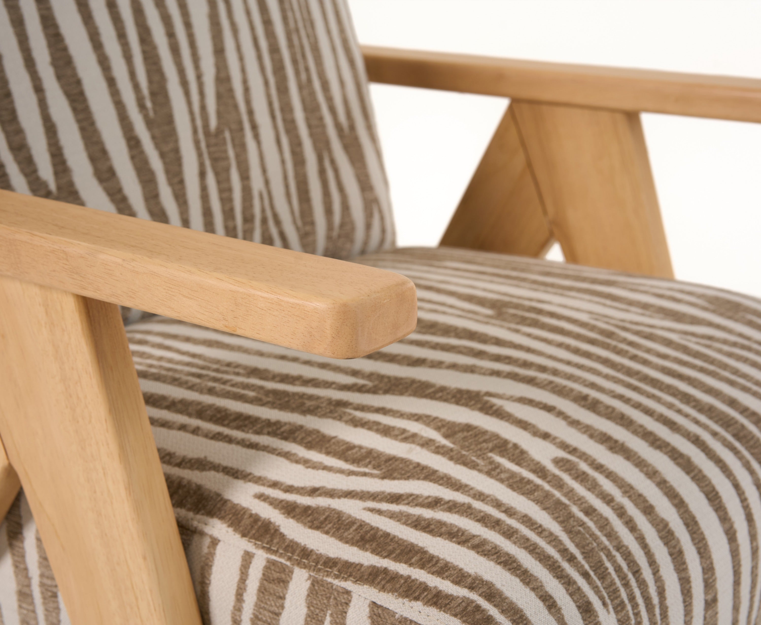 Modrest Oakhurst - Modern Beige Pattern + Wood Accent Chair
