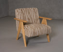 Modrest Oakhurst - Modern Beige Pattern + Wood Accent Chair