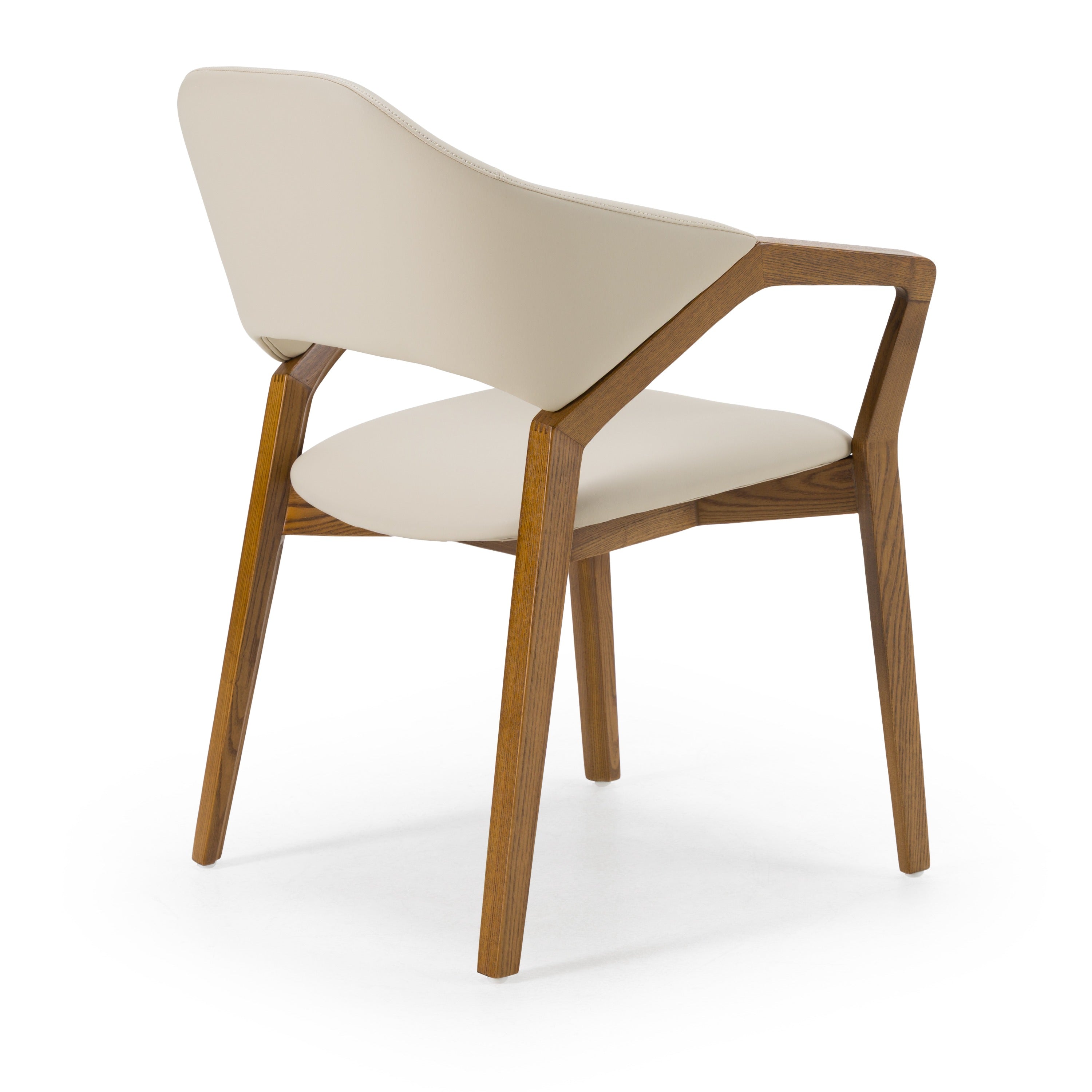 Modrest Ocasio - Mid-Century Modern Cream Vegan Leather + Walnut Dining Chair