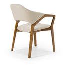 Modrest Ocasio - Mid-Century Modern Cream Vegan Leather + Walnut Dining Chair
