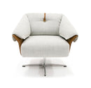 Modrest Ohio - Swivel Grey and Camel Fabric Accent Chair
