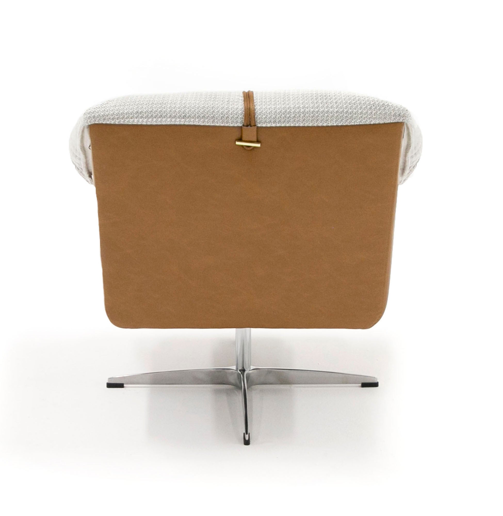 Modrest Ohio - Swivel Grey and Camel Fabric Accent Chair