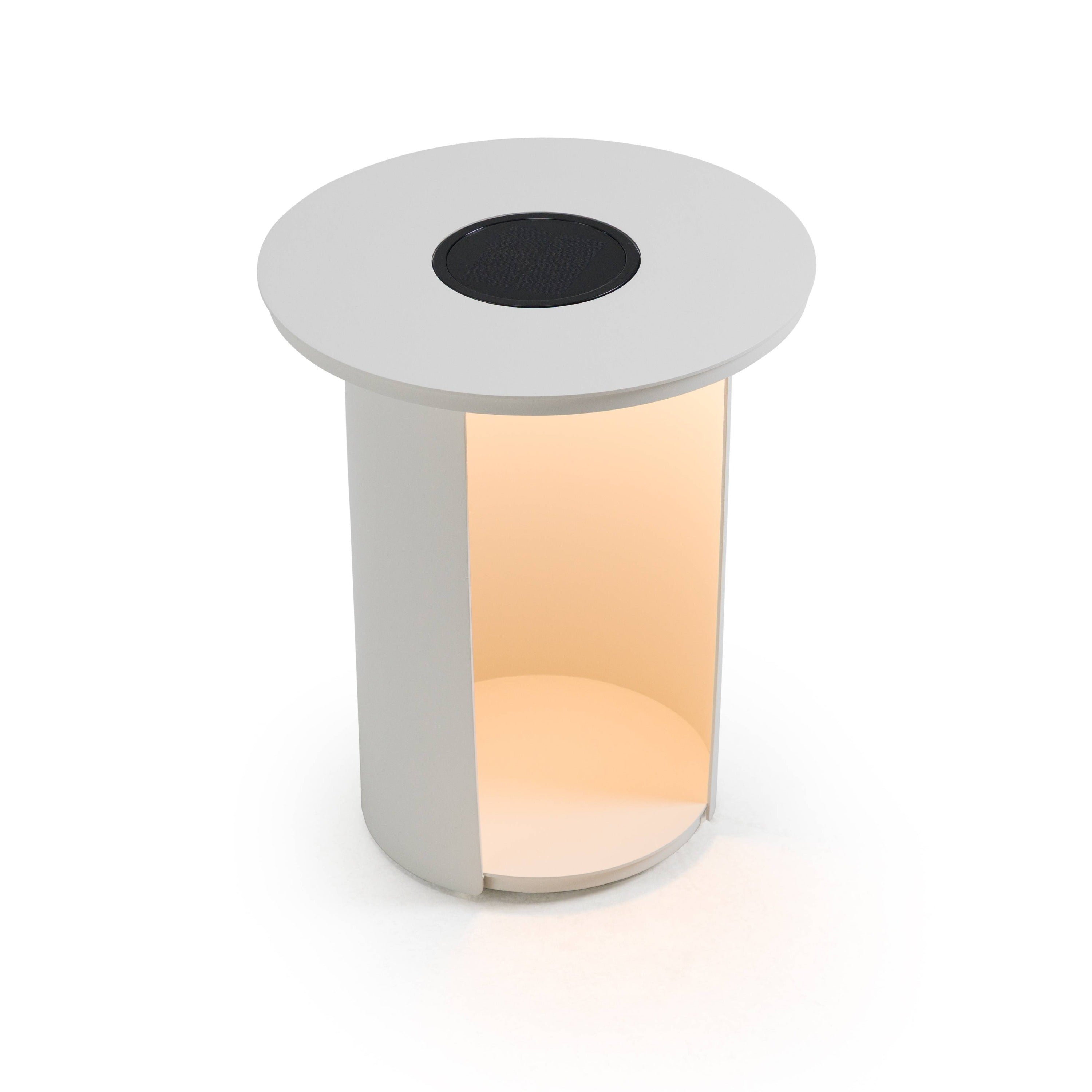 Renava Onza - Outdoor White End Table w/ Solar Light
