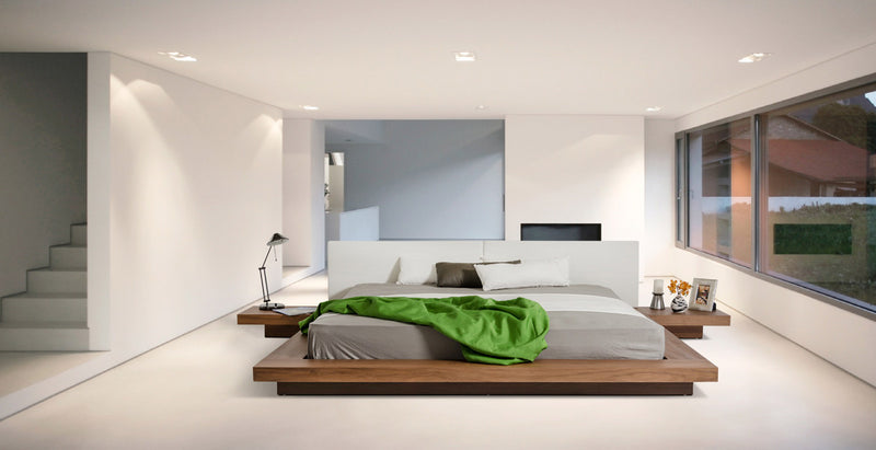 Modrest Opal Modern Low Profile Walnut Platform Bed