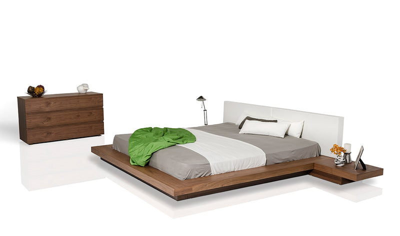 Modrest Opal Modern Low Profile Walnut Platform Bed