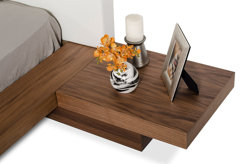 Modrest Opal Modern Low Profile Walnut Platform Bed