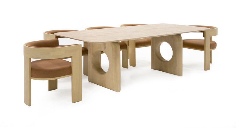 Nova Domus Osaka - Modern Faux Marble + Natural Ash Dining Table
