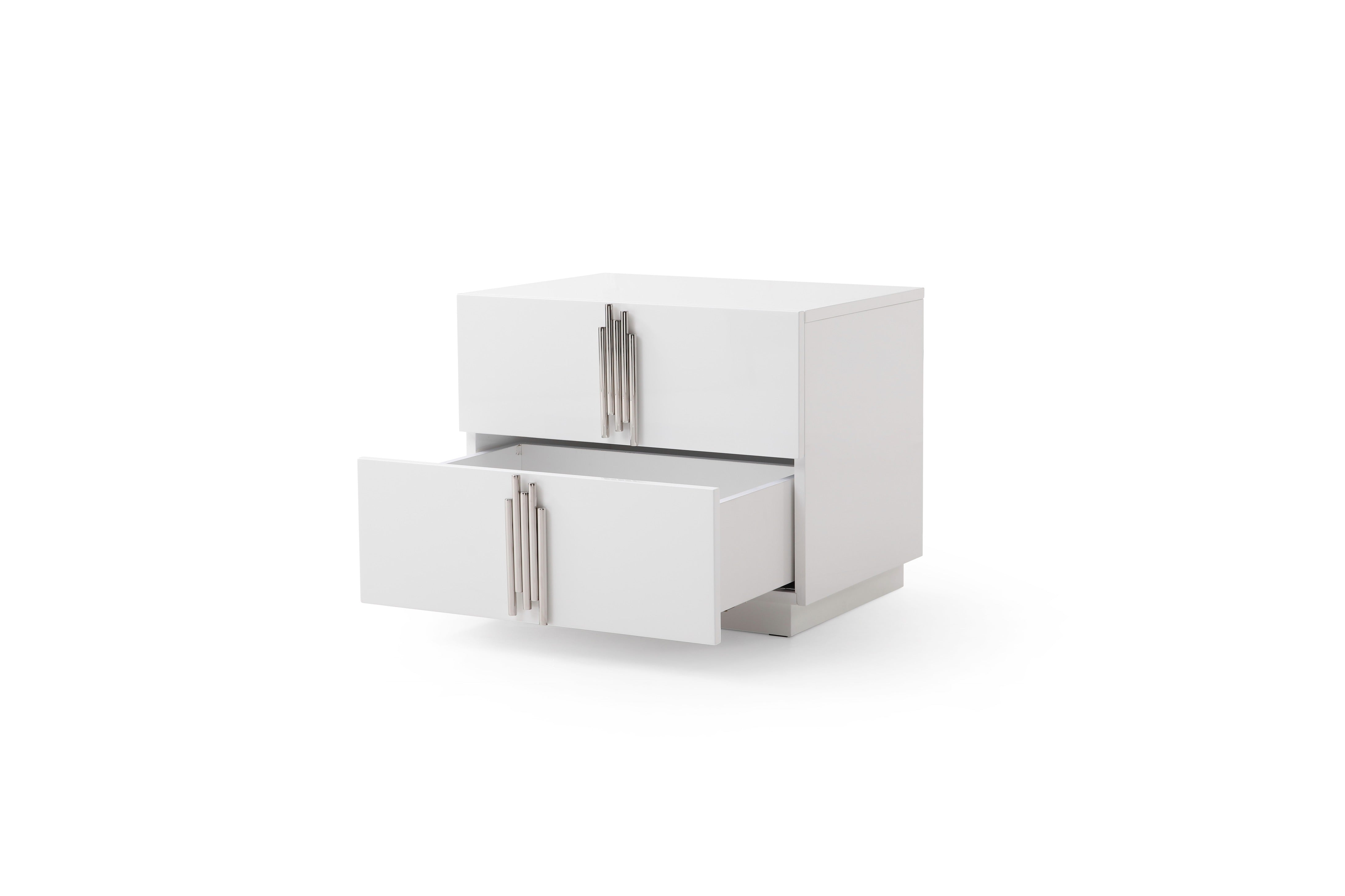 Modrest Token - Modern White + Stainless Steel Bedroom Set