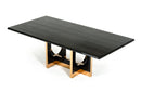 A&X Padua Modern Large Black Crocodile & Rosegold Dining Table