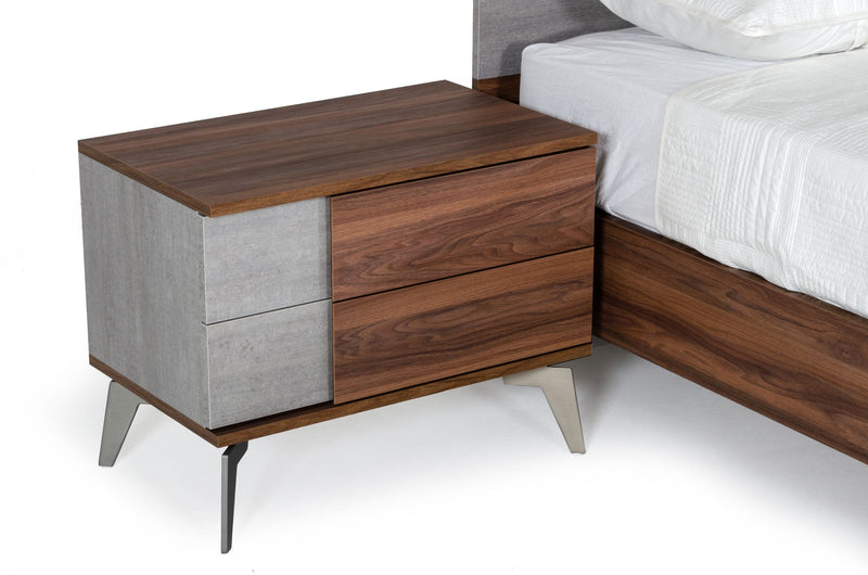 Nova Domus Palermo - Modern Italian Faux Concrete & Walnut Nightstand