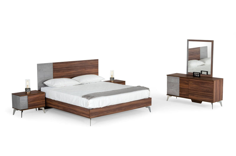Nova Domus Palermo - Modern Italian Faux Concrete & Walnut Bed