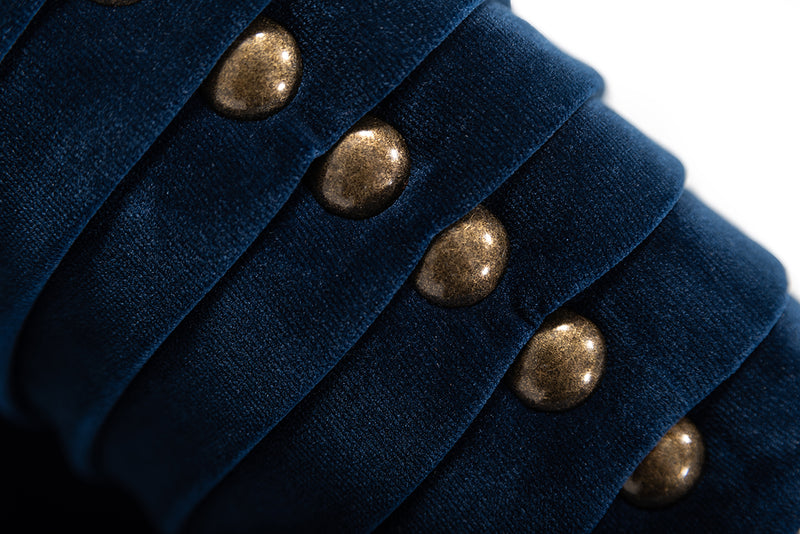 Divani Casa Palomar Modern Blue Velvet & Brass Accent Chair