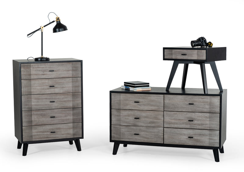 Nova Domus Panther Contemporary Grey & Black Nightstand