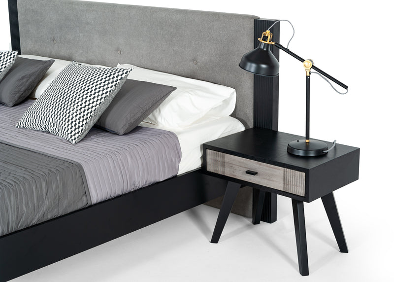 Nova Domus Panther Contemporary Grey & Black Nightstand