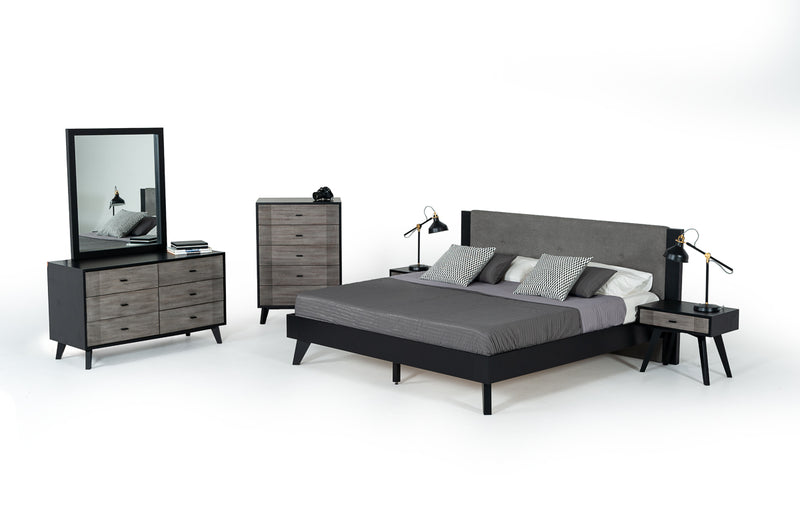 Nova Domus Panther Contemporary Grey & Black Nightstand