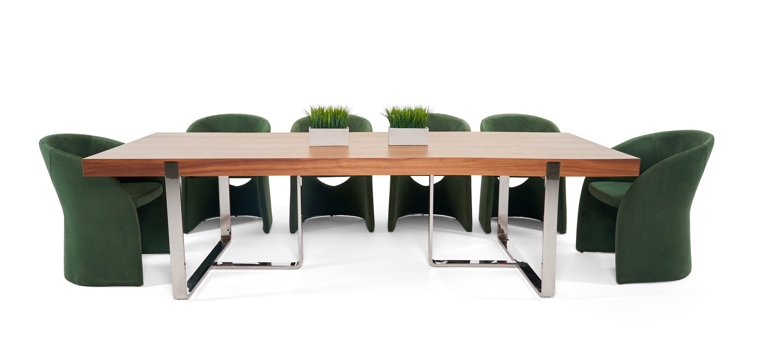 Modrest Pauline- Modern Walnut and Stainless Steel Dining Table