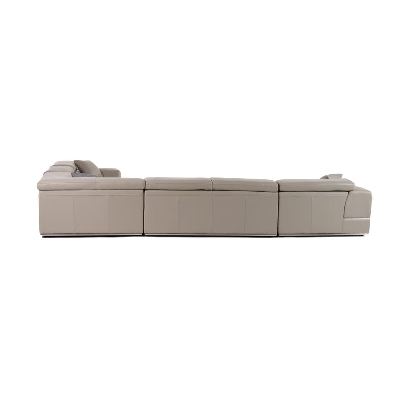 Divani Casa Pella - Modern Grey Italian Leather U Shaped Sectional Sofa
