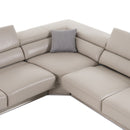 Divani Casa Pella - Modern Grey Italian Leather U Shaped Sectional Sofa
