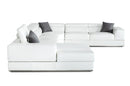 Divani Casa Pella - Modern White Italian Leather U Shaped Sectional Sofa