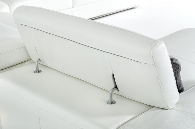 Divani Casa Pella - Modern White Italian Leather U Shaped Sectional Sofa