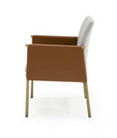 Modrest Pettit - Modern Light Grey/ Camel and Brass Arm Dining Chair