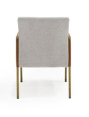 Modrest Pettit - Modern Light Grey/ Camel and Brass Arm Dining Chair