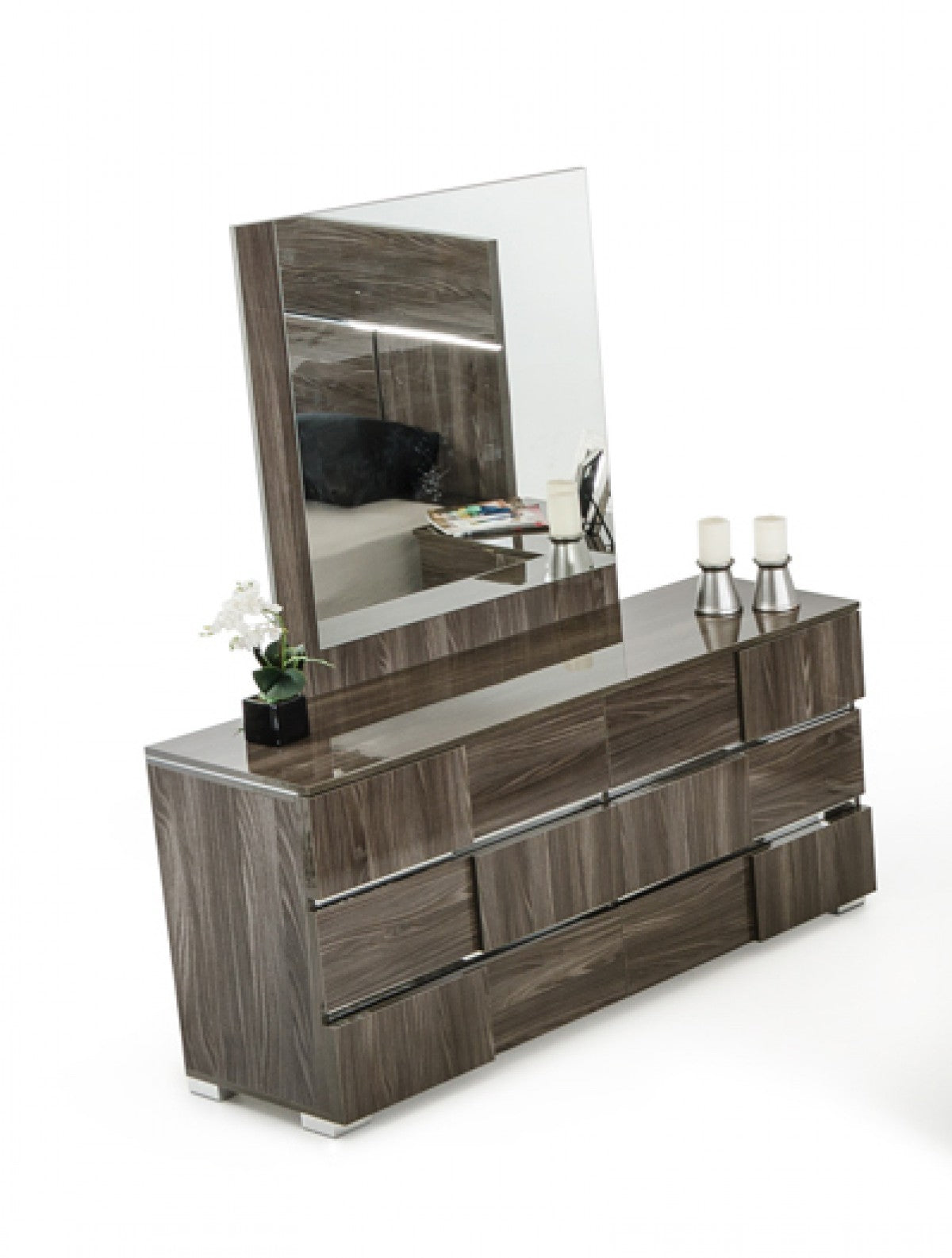 Modrest Picasso Italian Modern Grey Lacquer Mirror