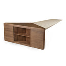 Modrest Pilot - Modern Dark Walnut + Beige Leather Desk