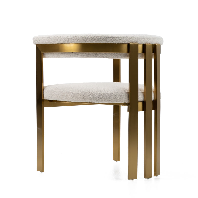 Modrest Pontiac - Modern Beige Sherpa + Gold Dining Chair