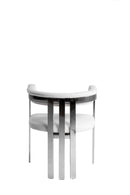 Modrest Pontiac - Modern White Vegan Leather + Stainless Steel Dining Chair