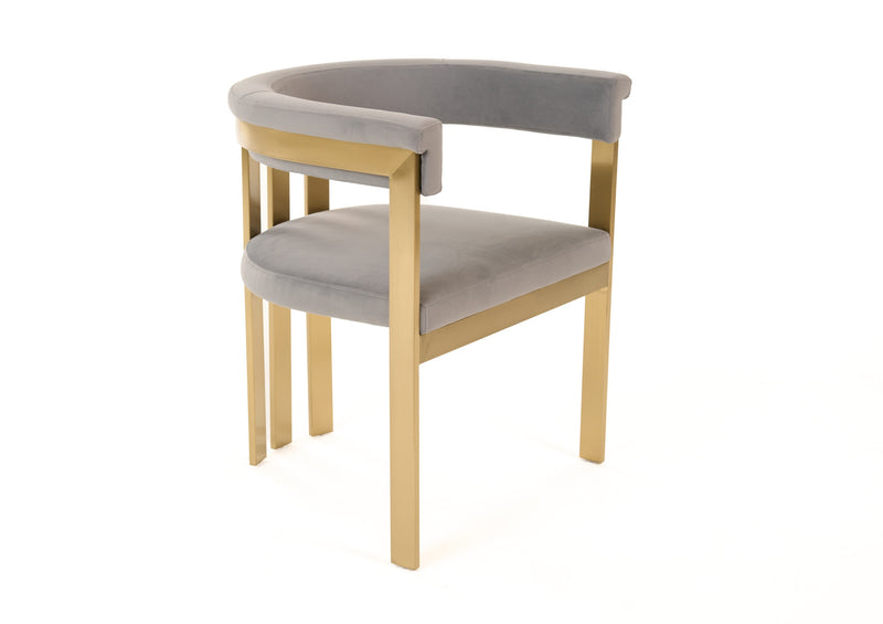 Modrest Pontiac - Modern Grey Velvet + Champagne Gold Dining Chair
