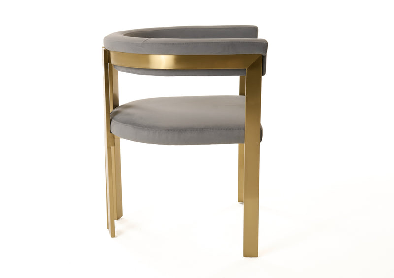 Modrest Pontiac - Modern Grey Velvet + Champagne Gold Dining Chair