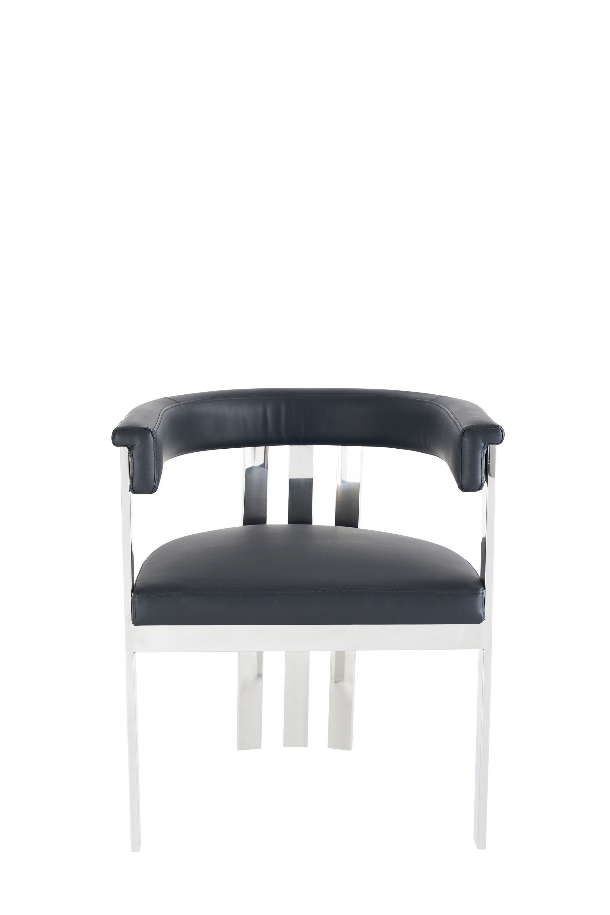 Modrest Pontiac - Modern Black Vegan Leather and Stainless Steel Dining Chair