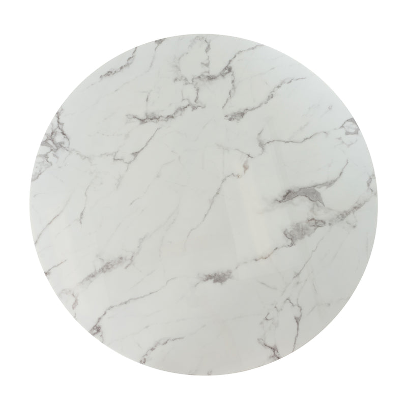 Modrest Potter - White Marble & Gold Stainless Steel Round Dining Table