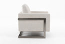 Modrest Prince - Contemporary Off White Fabric and Silver Accent Chair