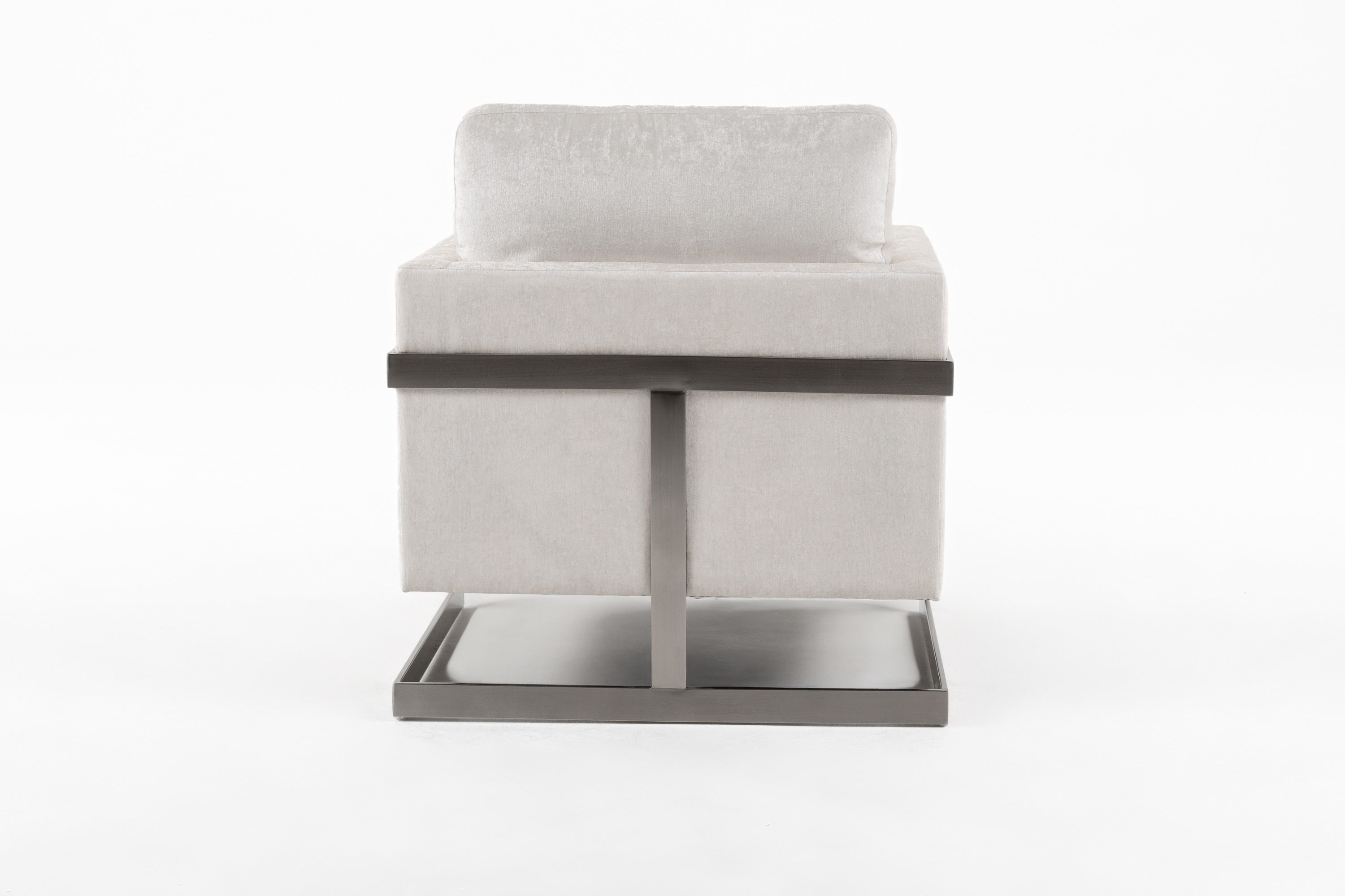 Modrest Prince - Contemporary Off White Fabric and Silver Accent Chair