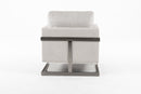 Modrest Prince - Contemporary Off White Fabric and Silver Accent Chair