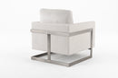 Modrest Prince - Contemporary Off White Fabric and Silver Accent Chair