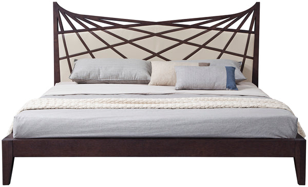 Modrest Prism Modern Brown & Beige Bonded Leather Bed