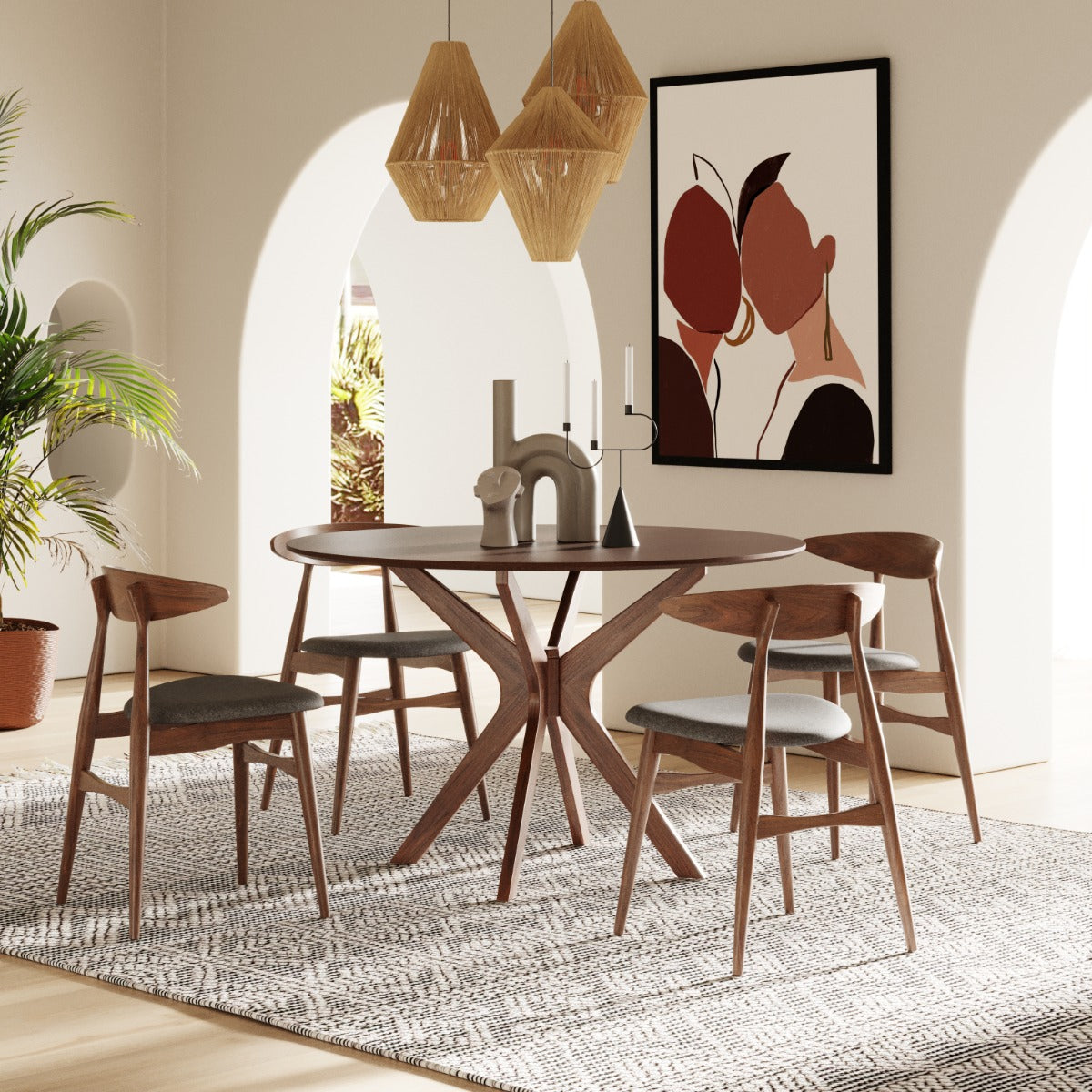 Modrest Prospect - Modern 47" Round Walnut Dining Table