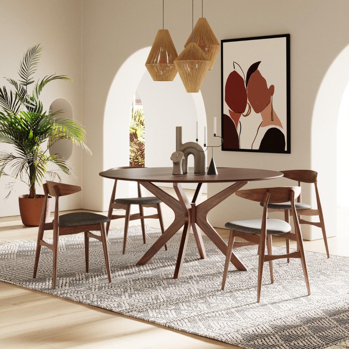 Modrest Prospect - Modern Round 59" Walnut Dining Table