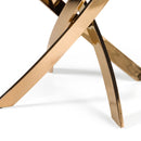 Modrest Pyrite - Modern Brown Glass + Rosegold Rectangular Dining Table