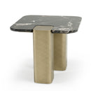 Modrest Quest - Modern Black Rose Marble + Antique Brass End Table