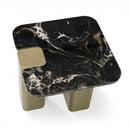 Modrest Quest - Modern Black Rose Marble + Antique Brass End Table